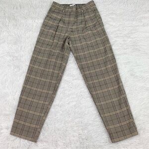 Loft high rise pleated front plaid pull on pants tapered leg pockets